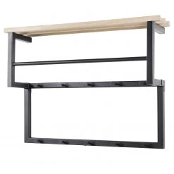 Red Living Porte-manteau mural Westmont - Chêne massif / Métal - Chêne / Noir