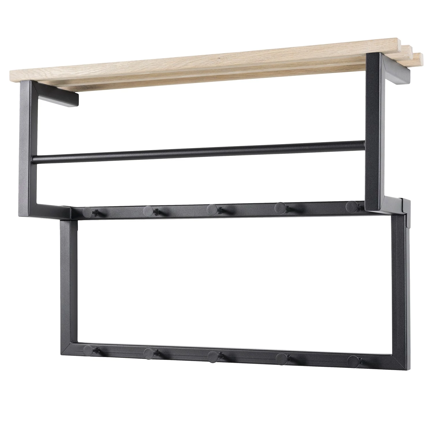 Red Living Porte-manteau mural Westmont - Chêne massif / Métal - Chêne / Noir 1 Red Living Porte-manteau mural Westmont - Chêne massif / Métal - Chêne / Noir