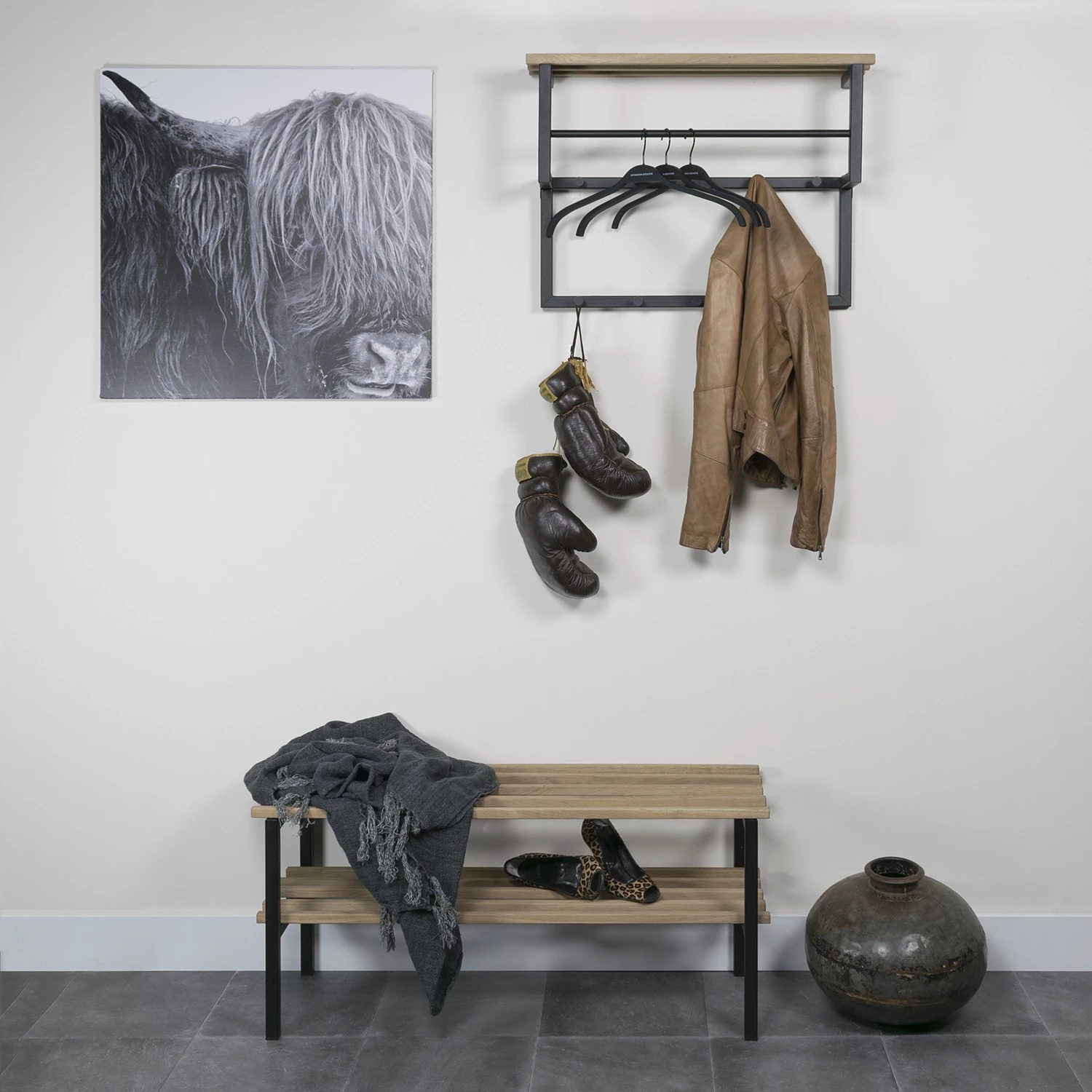 Red Living Porte-manteau mural Westmont - Chêne massif / Métal - Chêne / Noir 3 Red Living Porte-manteau mural Westmont - Chêne massif / Métal - Chêne / Noir – Image 3