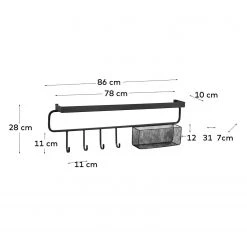 Red Living Porte-manteau mural Keysville - Métal - Noir -Vestiaires Soldes 1000226420 200928 15151200048 SKETCH DETAILS P000000001000226420 sketch