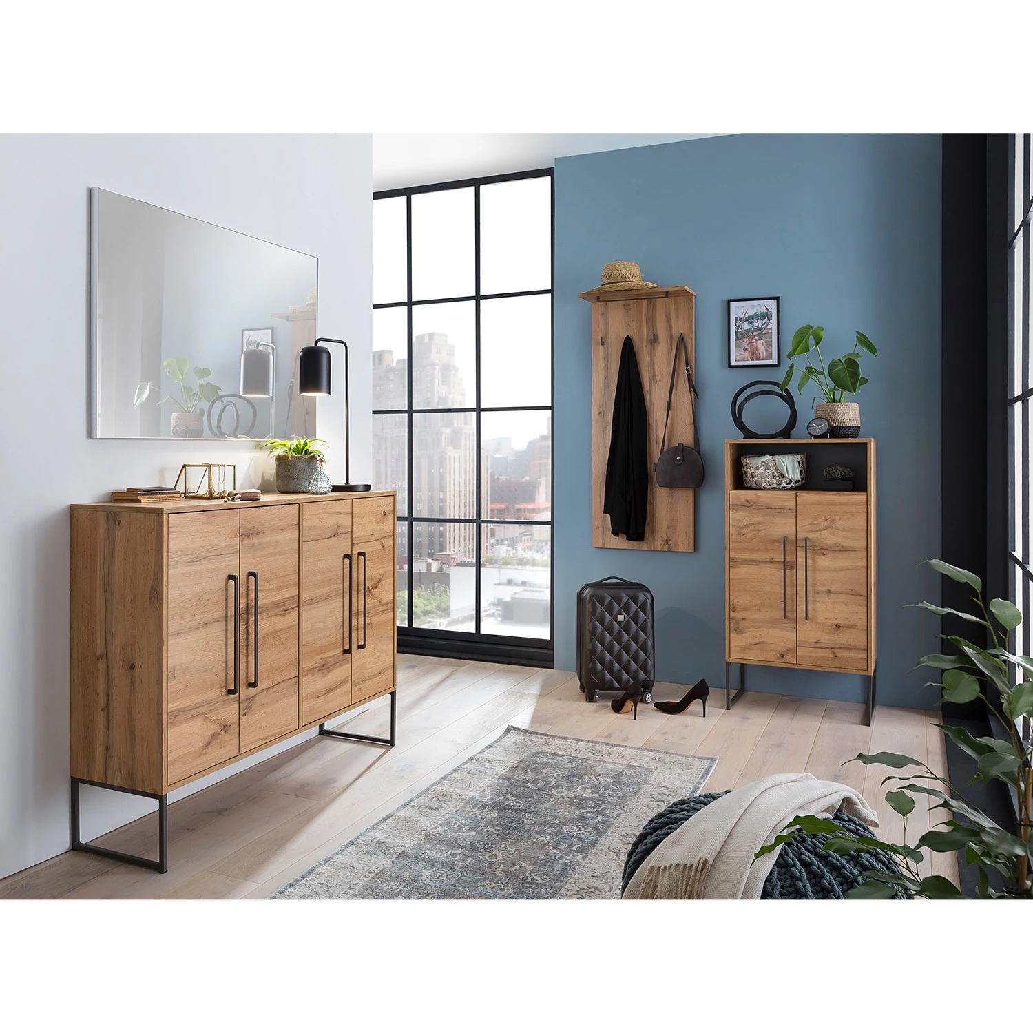 Schildmeyer Porte-manteau mural Linz - Imitation chêne rustique / Noir 2 Schildmeyer Porte-manteau mural Linz - Imitation chêne rustique / Noir – Image 2