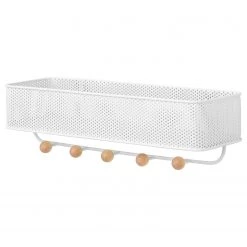 Umbra Porte-manteau mural Estique I - Métal / Hêtre massif - Blanc / Hêtre