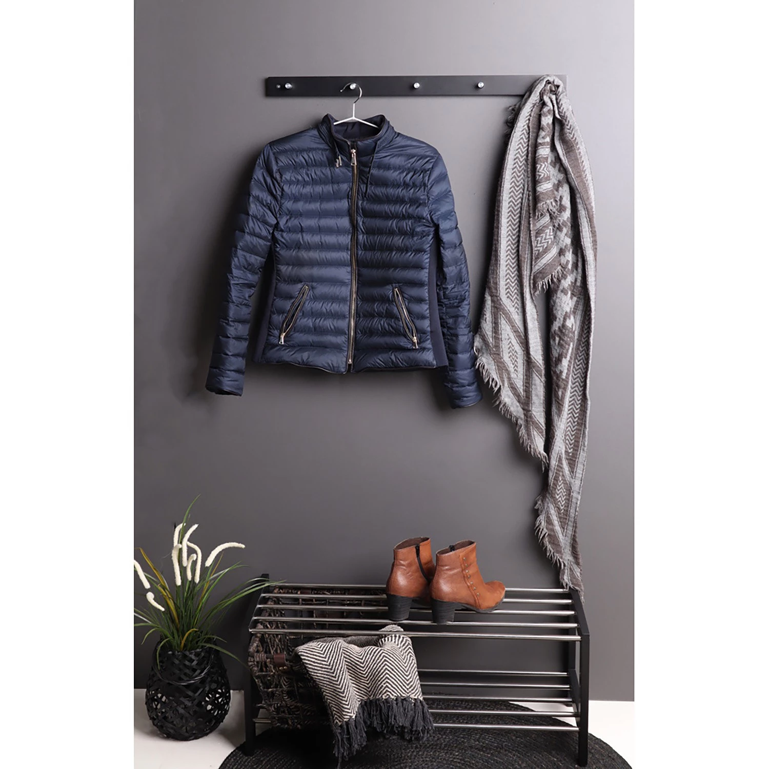 Red Living Étagère à chaussures Caden - Noir / Argenté 2 Red Living Étagère à chaussures Caden - Noir / Argenté – Image 2