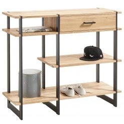 Red Living Étagère à chaussures Valmont - Chêne massif / Métal - Chêne / Noir