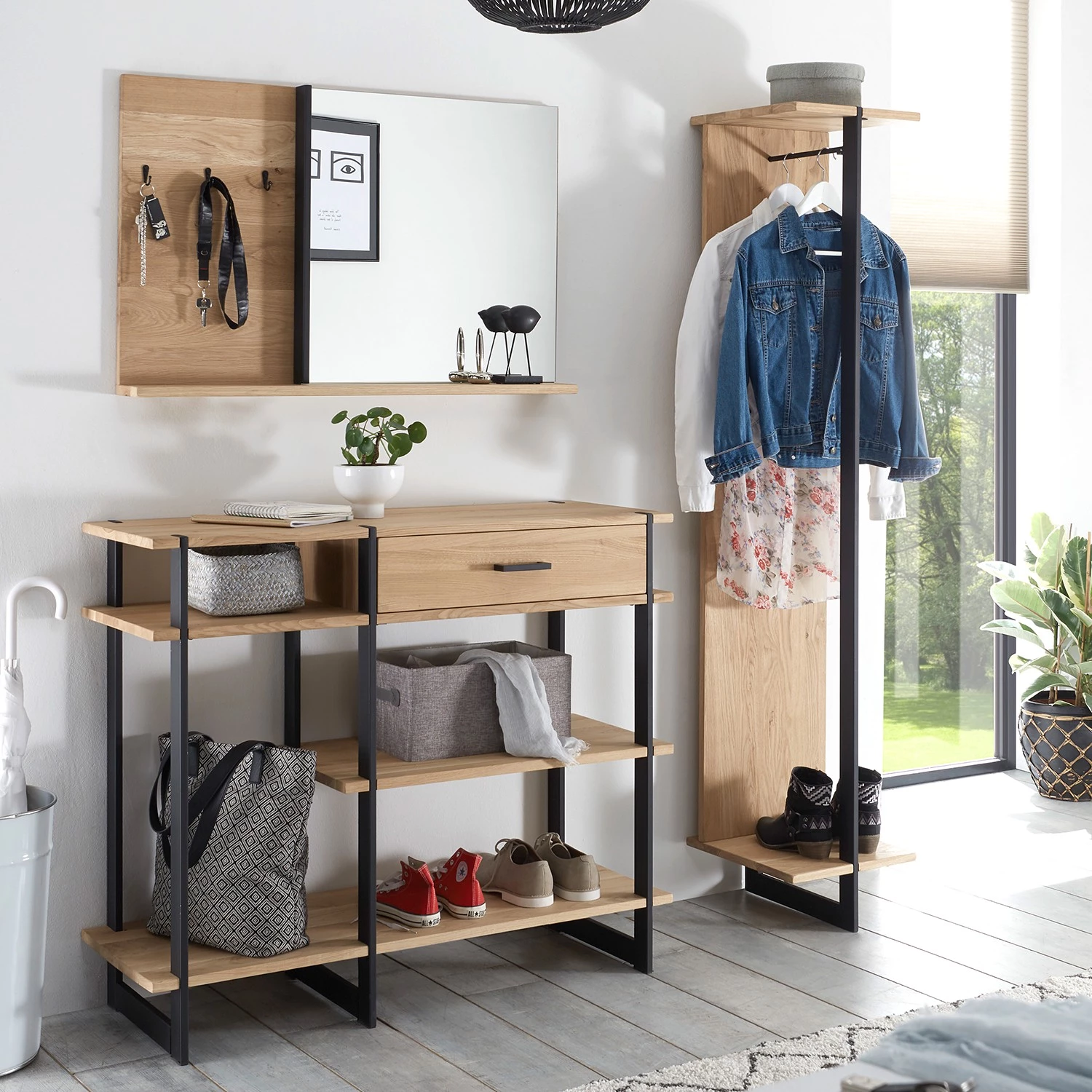 Red Living Étagère à chaussures Valmont - Chêne massif / Métal - Chêne / Noir 2 Red Living Étagère à chaussures Valmont - Chêne massif / Métal - Chêne / Noir – Image 2