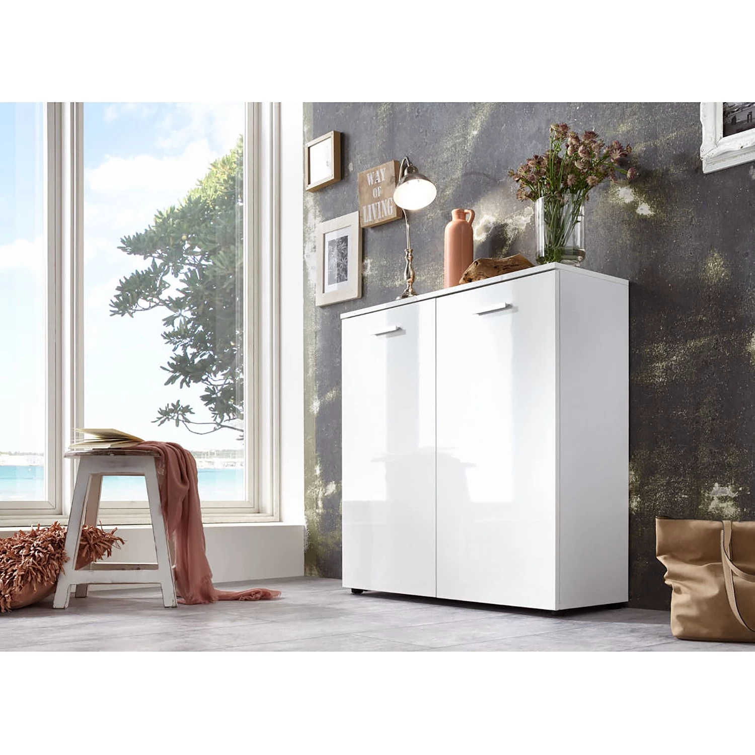 Loftscape Meuble à chaussures Moustier I - Blanc brillant 2 Loftscape Meuble à chaussures Moustier I - Blanc brillant – Image 2