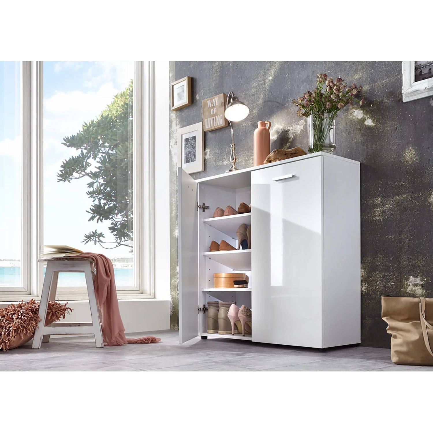 Loftscape Meuble à chaussures Moustier I - Blanc brillant 3 Loftscape Meuble à chaussures Moustier I - Blanc brillant – Image 3