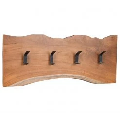 Naturoo Porte-manteau mural Bezannes II - Teck massif / Métal - Teck / Noir