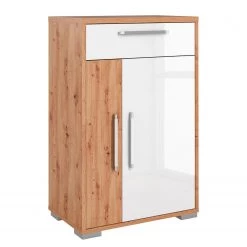 Maja Möbel Meuble à chaussures Vendo I - Blanc brillant / Imitation chêne à nœuds