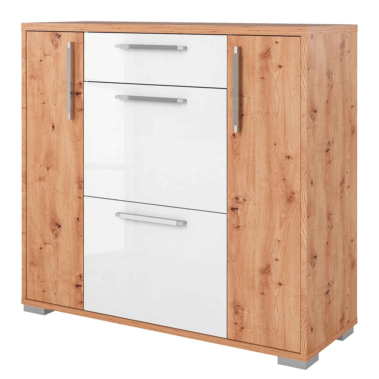 Maja Möbel Meuble à chaussures Vendo II - Blanc brillant / Imitation chêne à nœuds 1 Maja Möbel Meuble à chaussures Vendo II - Blanc brillant / Imitation chêne à nœuds