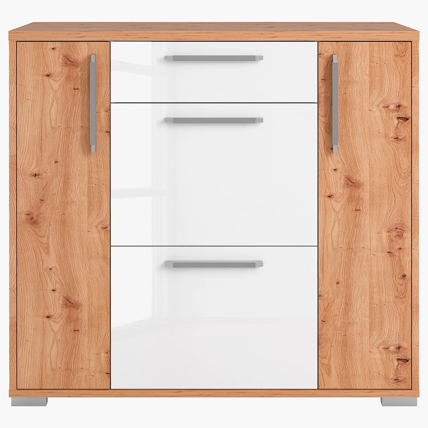 Maja Möbel Meuble à chaussures Vendo II - Blanc brillant / Imitation chêne à nœuds 4 Maja Möbel Meuble à chaussures Vendo II - Blanc brillant / Imitation chêne à nœuds – Image 4