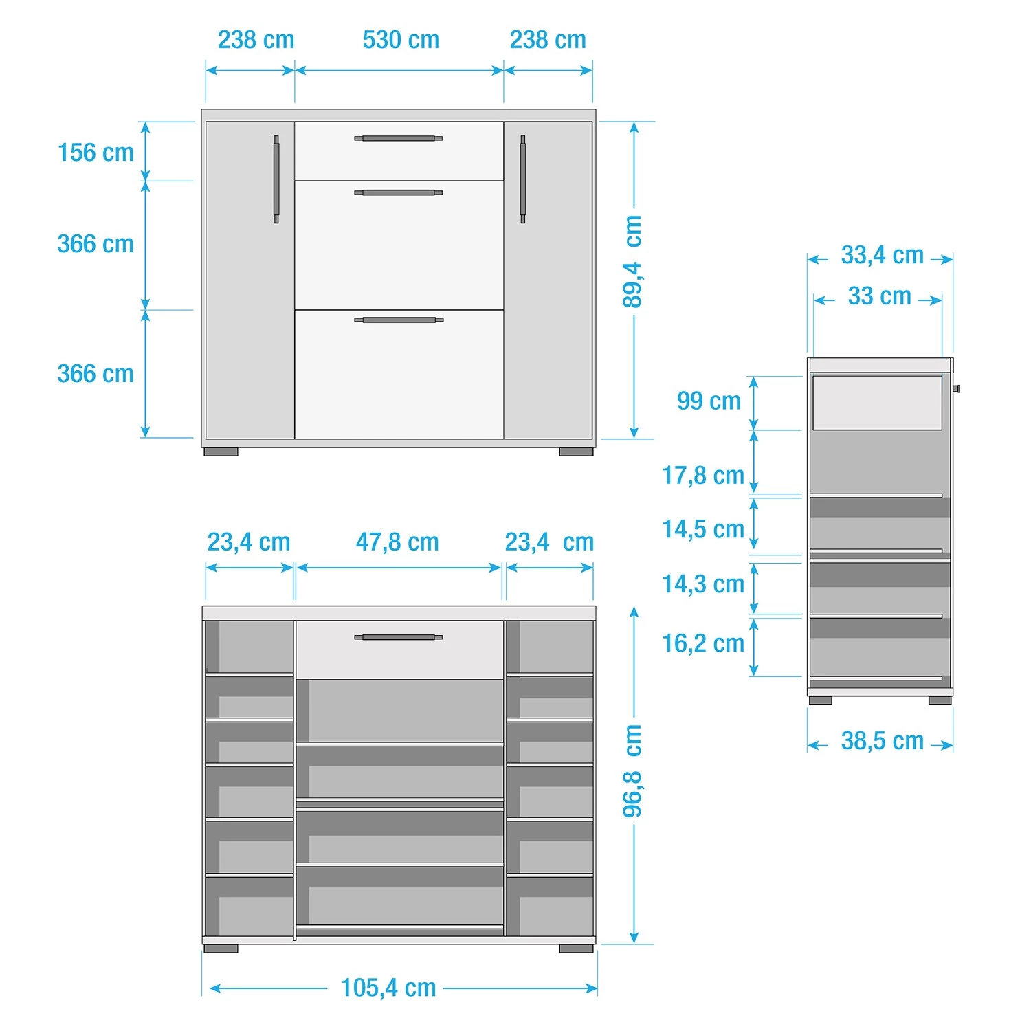 Maja Möbel Meuble à chaussures Vendo II - Blanc brillant / Imitation chêne à nœuds 6 Maja Möbel Meuble à chaussures Vendo II - Blanc brillant / Imitation chêne à nœuds – Image 6