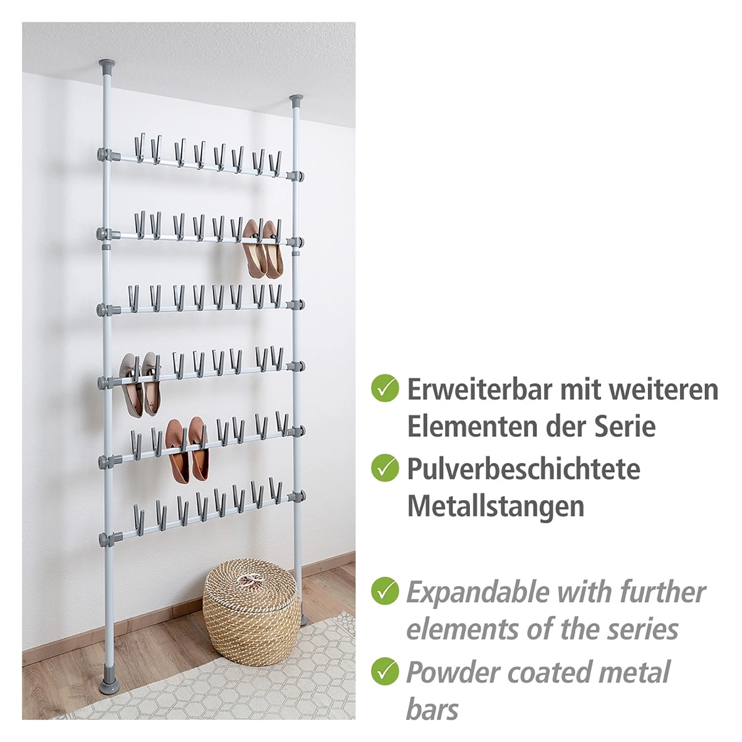 WENKO Porte-chaussures télescopique Herkules - Acier - Gris clair 8 WENKO Porte-chaussures télescopique Herkules - Acier - Gris clair – Image 8