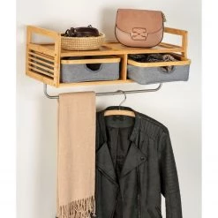 WENKO Porte-manteau mural Bahari - Bambou massif - Gris -Vestiaires Soldes 1000260938 210715 14010900005 MOOD DETAILS P000000001000260938 mood