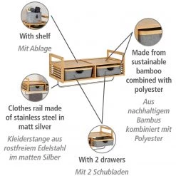 WENKO Porte-manteau mural Bahari - Bambou massif - Gris -Vestiaires Soldes 1000260938 210715 14010900021 DETAILS P000000001000260938