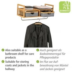 WENKO Porte-manteau mural Bahari - Bambou massif - Gris -Vestiaires Soldes 1000260938 210715 14010900022 DETAILS P000000001000260938