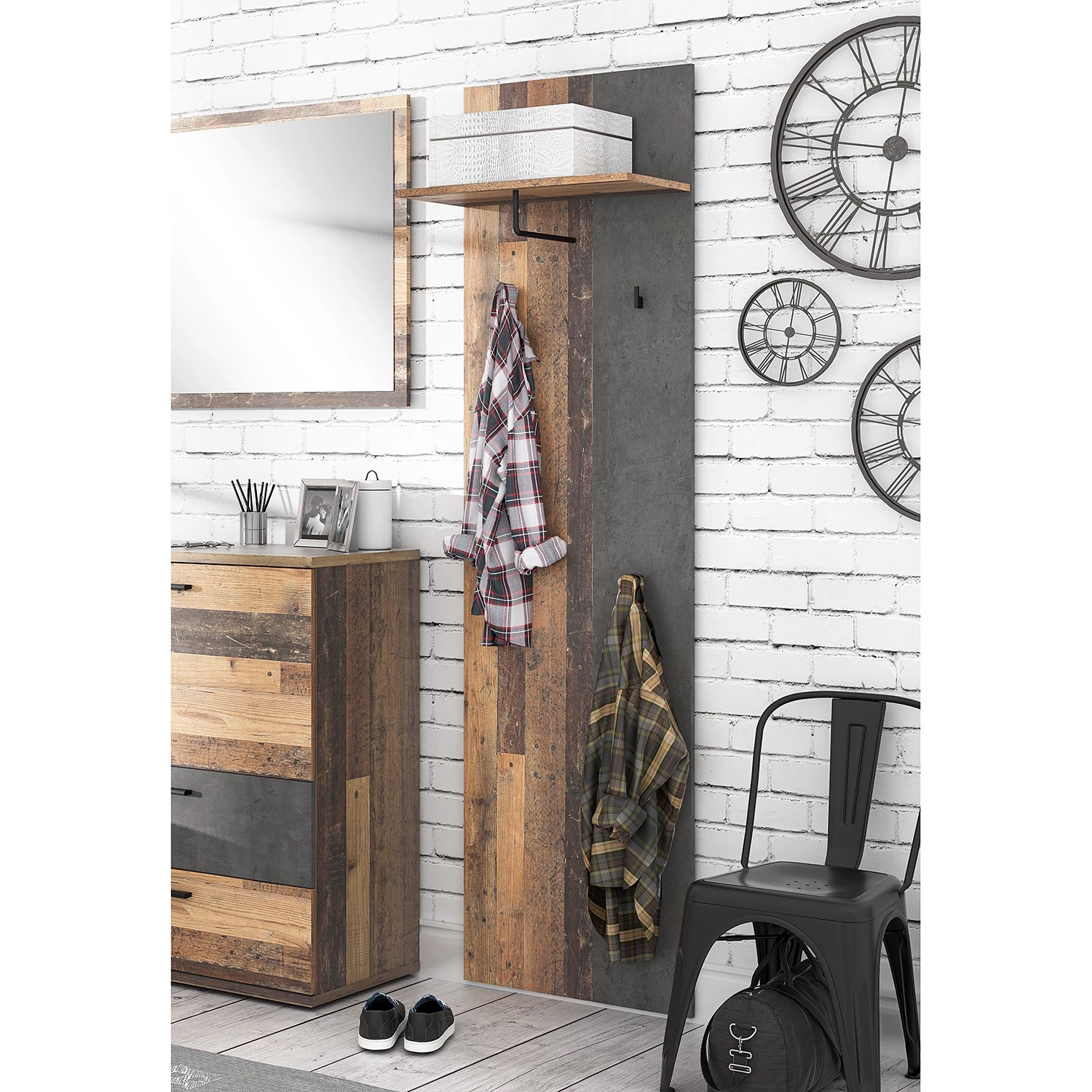 Loftscape Porte-manteau mural Leisi - Imitation bois ancien 2 Loftscape Porte-manteau mural Leisi - Imitation bois ancien – Image 2