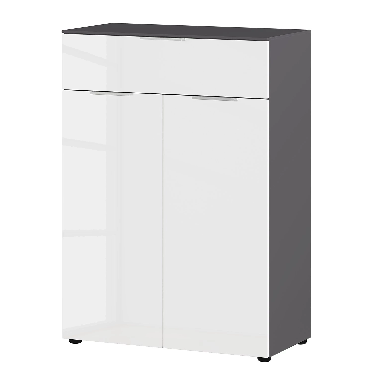 Germania Meuble à chaussures Rimini - Verre - Blanc / Graphite 1 Germania Meuble à chaussures Rimini - Verre - Blanc / Graphite