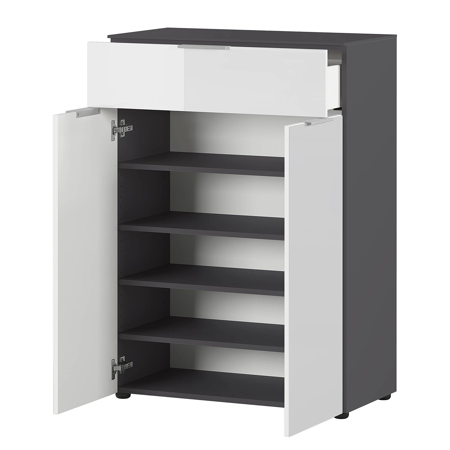Germania Meuble à chaussures Rimini - Verre - Blanc / Graphite 3 Germania Meuble à chaussures Rimini - Verre - Blanc / Graphite – Image 3