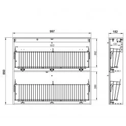 Germania Meuble à chaussures Utah I - Blanc - Largeur : 100 cm -Vestiaires Soldes 1000266170 210521 07132300035 SKETCH DETAILS P000000001000266170 sketch