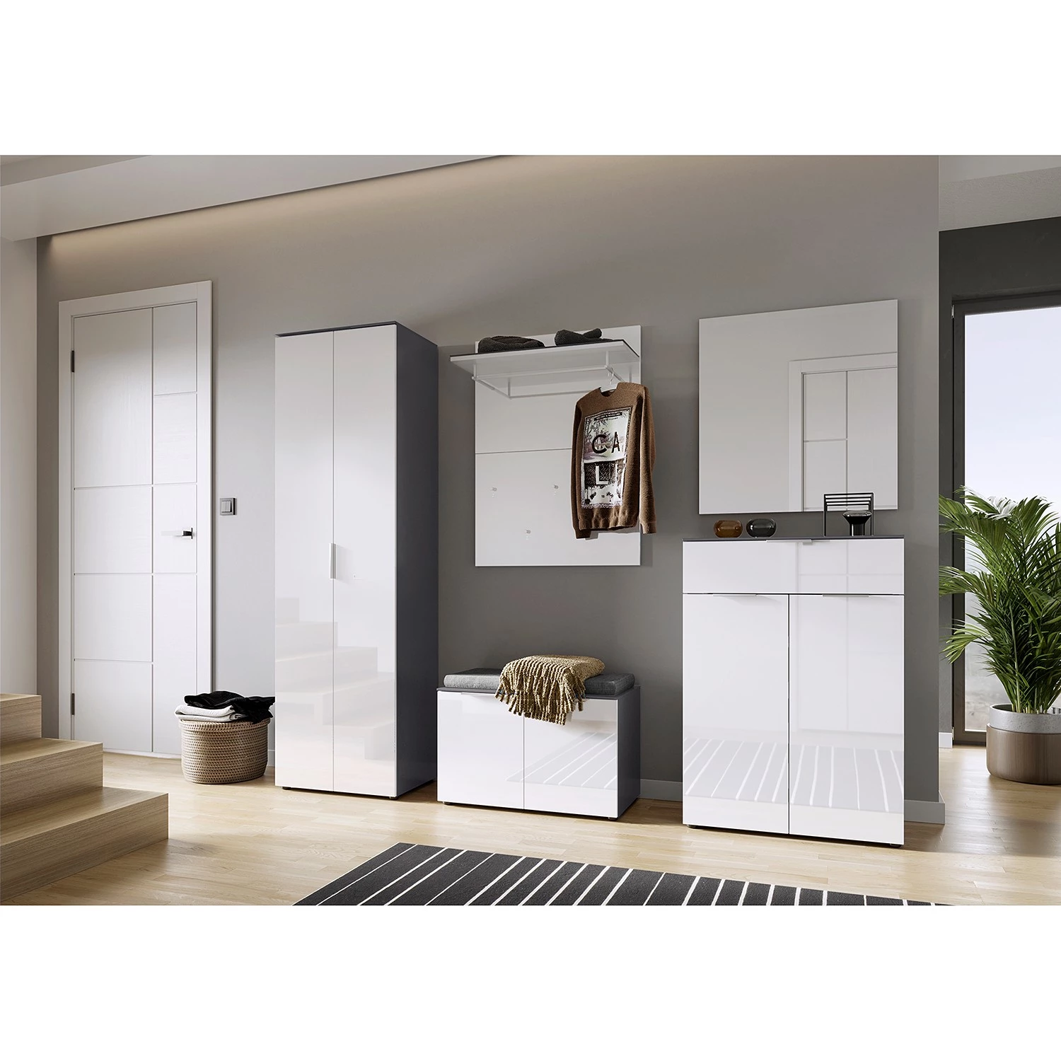 Germania Porte-manteau mural Rimini - Verre - Blanc / Graphite 2 Germania Porte-manteau mural Rimini - Verre - Blanc / Graphite – Image 2