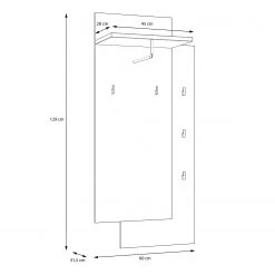 Norrwood Porte-manteau mural Boyd - Blanc / Imitation chêne -Vestiaires Soldes 1000270210 210609 06153700017 SKETCH DETAILS P000000001000270210 sketch