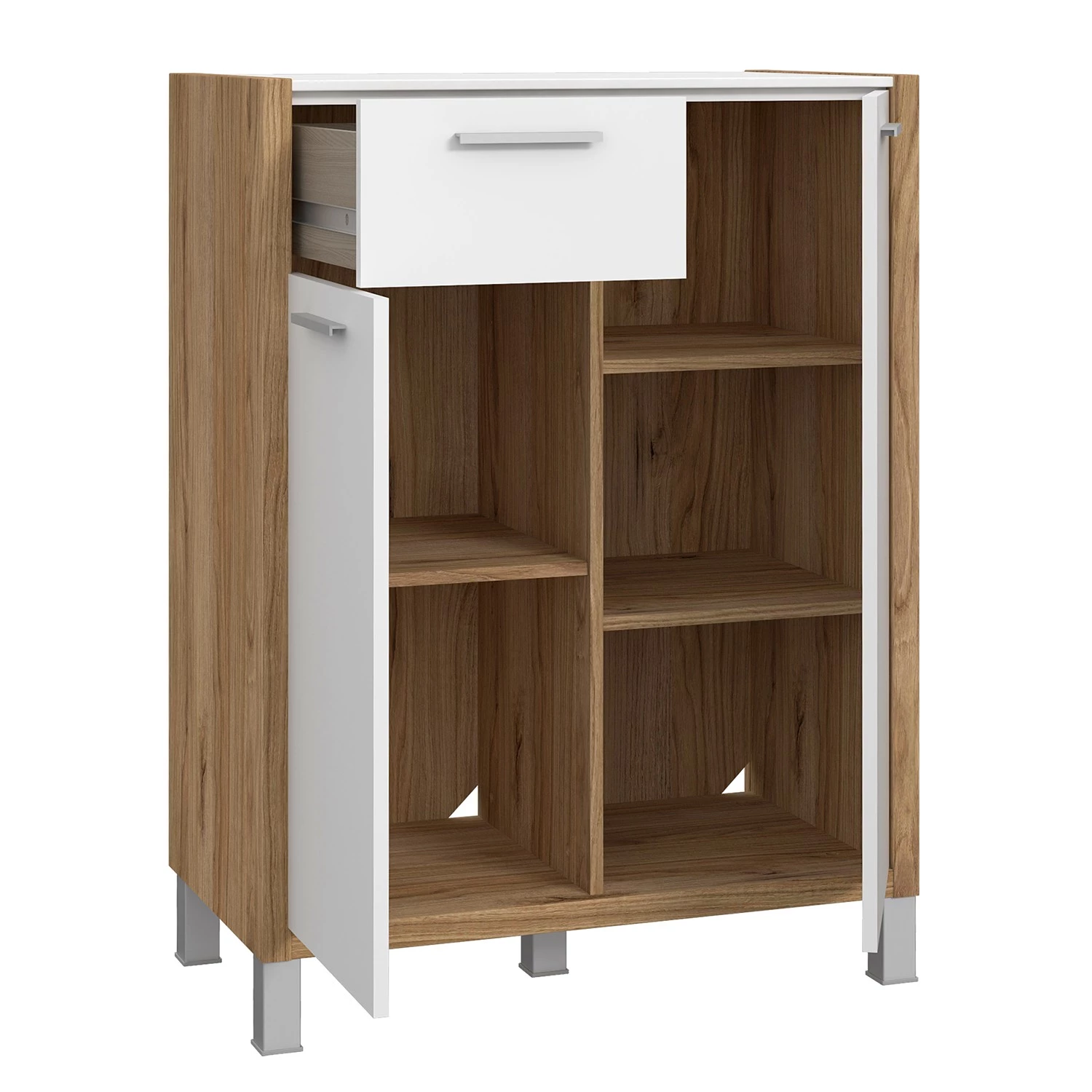 Norrwood Meuble à chaussures Boyd - Blanc / Imitation chêne 4 Norrwood Meuble à chaussures Boyd - Blanc / Imitation chêne – Image 4