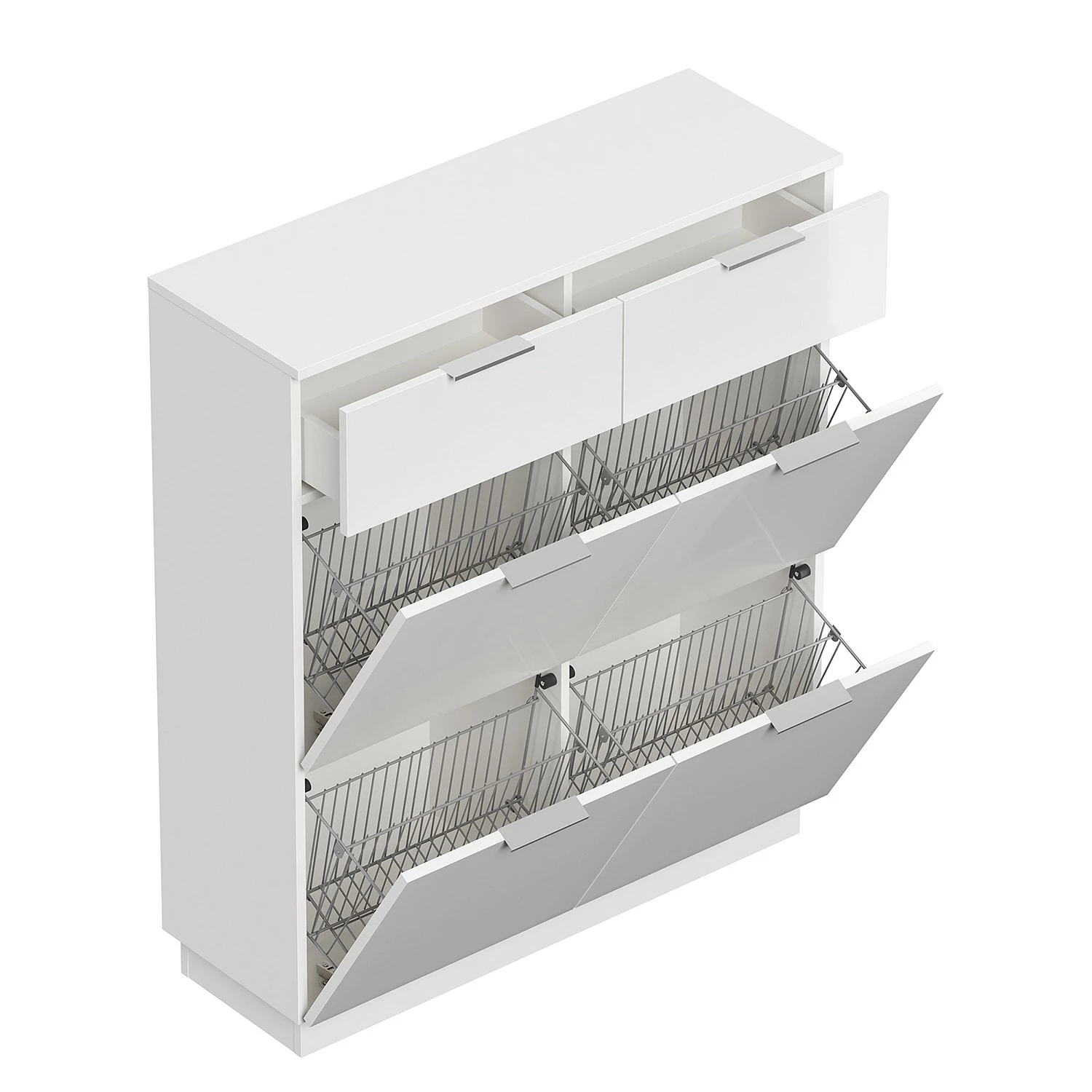 Posseik Meuble à chaussures Asker IV - Blanc brillant 4 Posseik Meuble à chaussures Asker IV - Blanc brillant – Image 4