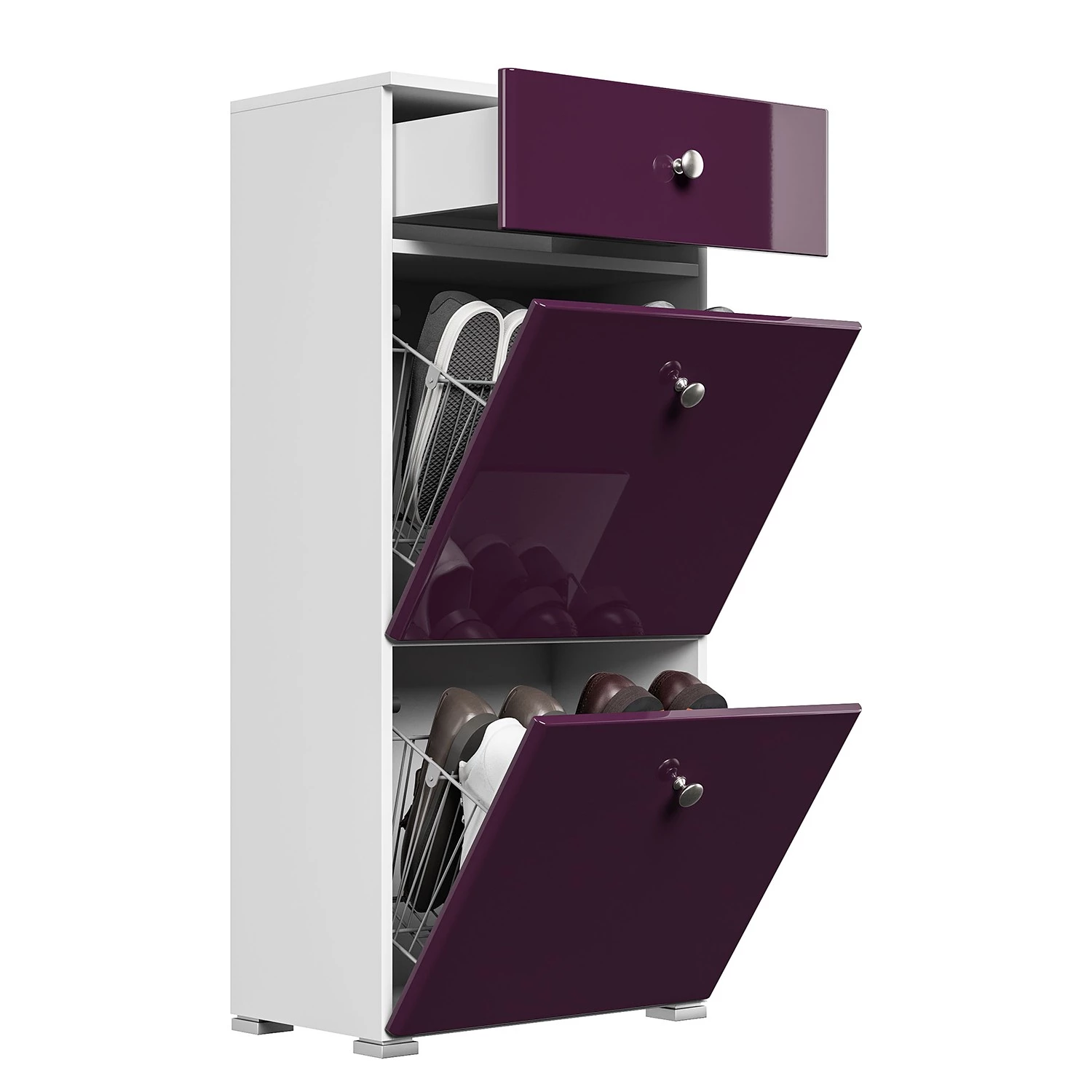 Posseik Meuble à chaussures Charme III - Mûre brillant 3 Posseik Meuble à chaussures Charme III - Mûre brillant – Image 3