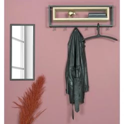 Loftscape Porte-manteau mural Salo - Métal / Chêne massif - Noir / Chêne - Largeur : 78 cm -Vestiaires Soldes 1000274250 210713 12511600011 MOOD DETAILS P000000001000274250 mood