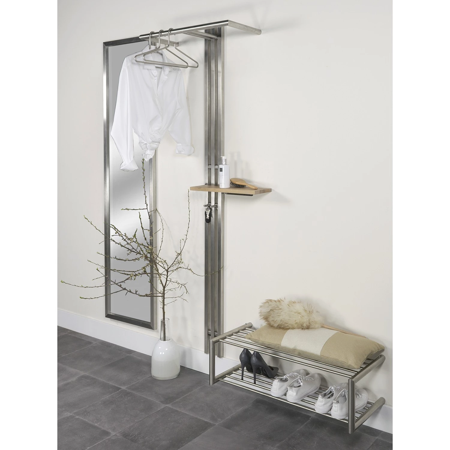 Loftscape Porte-manteau mural Palacio III - Métal / Chêne massif - Argenté / Chêne 3 Loftscape Porte-manteau mural Palacio III - Métal / Chêne massif - Argenté / Chêne – Image 3