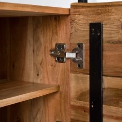 Ars manufacti Armoire à chaussures Kaawo - Acacia massif / Métal - Acacia / Noir -Vestiaires Soldes 1000276807 220803 050 DETAILS P000000001000276807