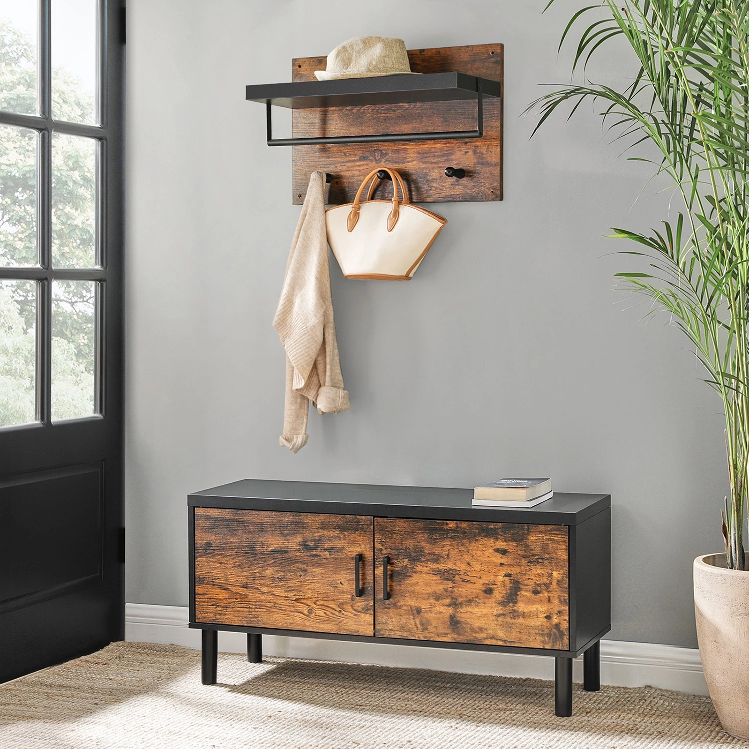 Red Living Porte-manteau mural Mocksville - Marron / Noir 2 Red Living Porte-manteau mural Mocksville - Marron / Noir – Image 2