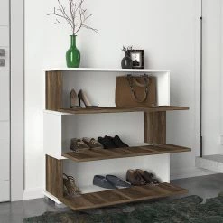 Loftscape Meuble à chaussures Navelli - Blanc / Imitation noyer -Vestiaires Soldes 1000284332 210809 06082800041 MOOD DETAILS P000000001000284332 mood