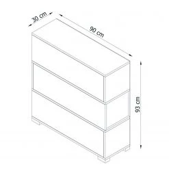 Loftscape Meuble à chaussures Navelli - Blanc / Imitation noyer -Vestiaires Soldes 1000284332 210809 06082800045 SKETCH DETAILS P000000001000284332 sketch