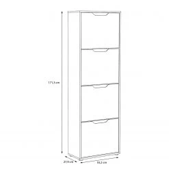 Loftscape Meuble à chaussures Siano - Blanc brillant / Imitation chêne -Vestiaires Soldes 1000285705 220908 500 SKETCH DETAILS P000000001000285705 sketch
