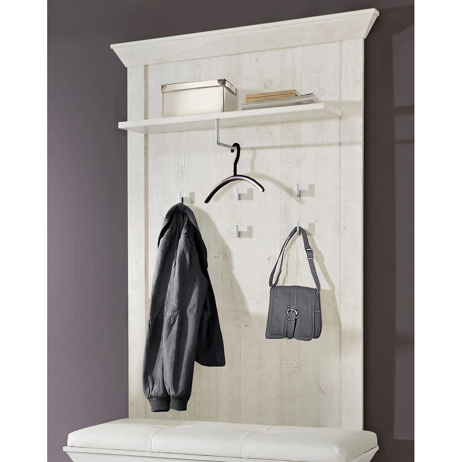 Ridgevalley Porte-manteaux mural Kimbark - Imitation pin blanc 2 Ridgevalley Porte-manteaux mural Kimbark - Imitation pin blanc – Image 2