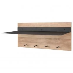Red Living Porte-manteau mural Smara II - Eucalyptus massif / Métal - Eucalyptus / Noir