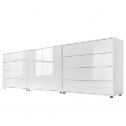 Loftscape Meuble à chaussures Miltach IV - Blanc brillant / Blanc mat