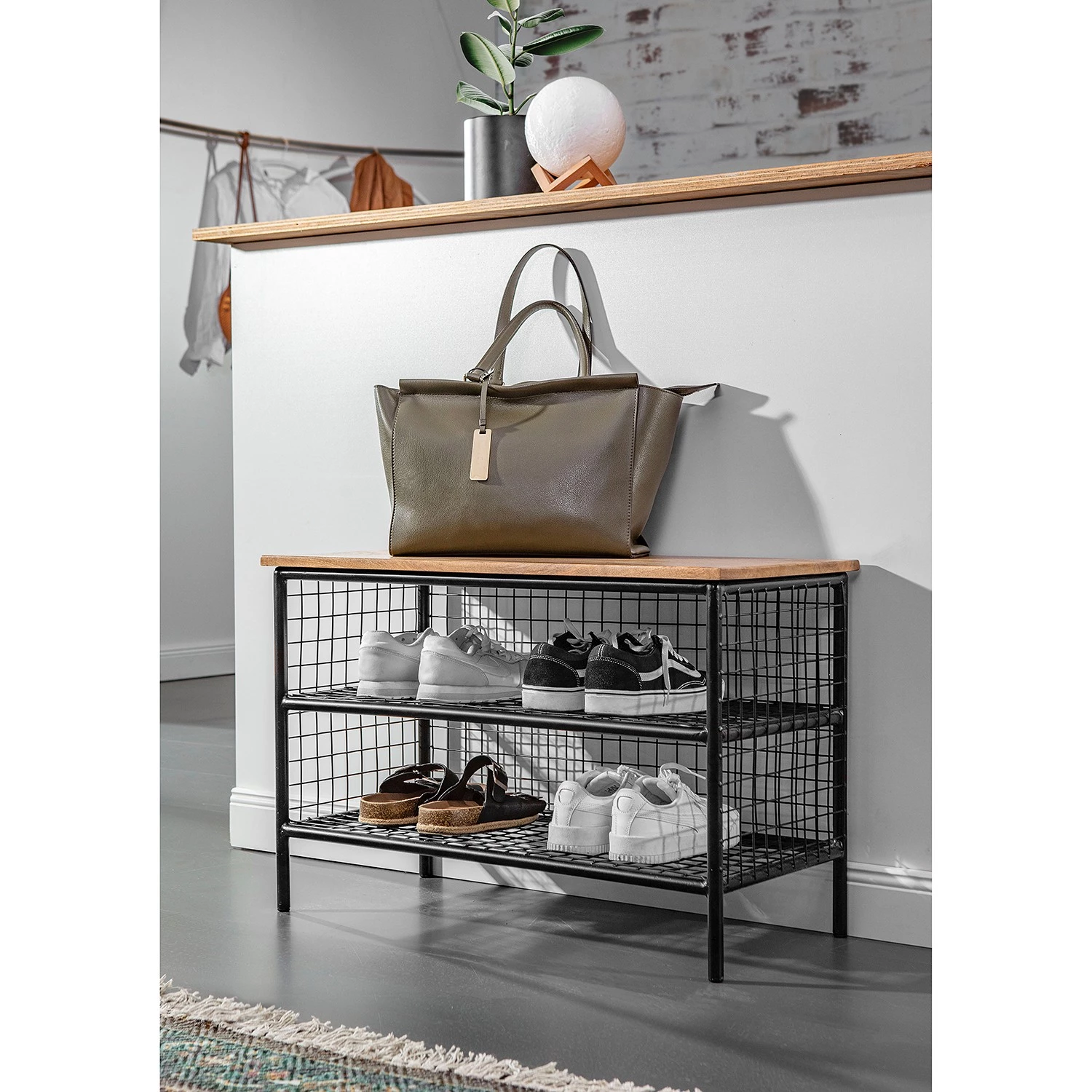 Red Living Étagère à chaussures Ugo - Manguier massif / Métal - Manguier / Noir 2 Red Living Étagère à chaussures Ugo - Manguier massif / Métal - Manguier / Noir – Image 2