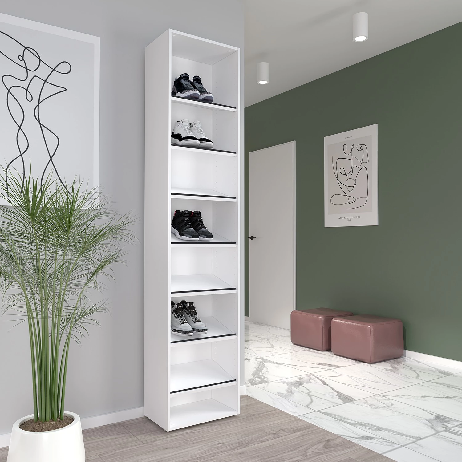 Loftscape Étagère à chaussures Smartt - Blanc / Gris 2 Loftscape Étagère à chaussures Smartt - Blanc / Gris – Image 2