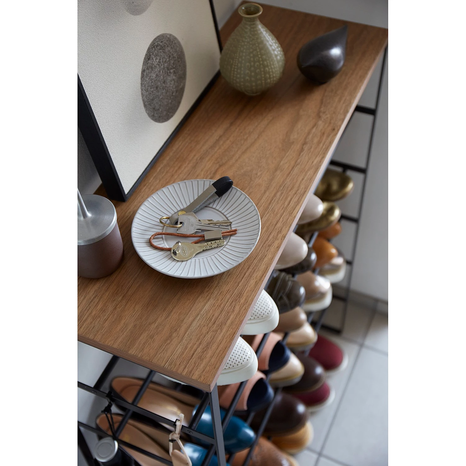 Yamazaki Étagère à chaussures Tower - Frêne massif / Métal - Noir 5 Yamazaki Étagère à chaussures Tower - Frêne massif / Métal - Noir – Image 5