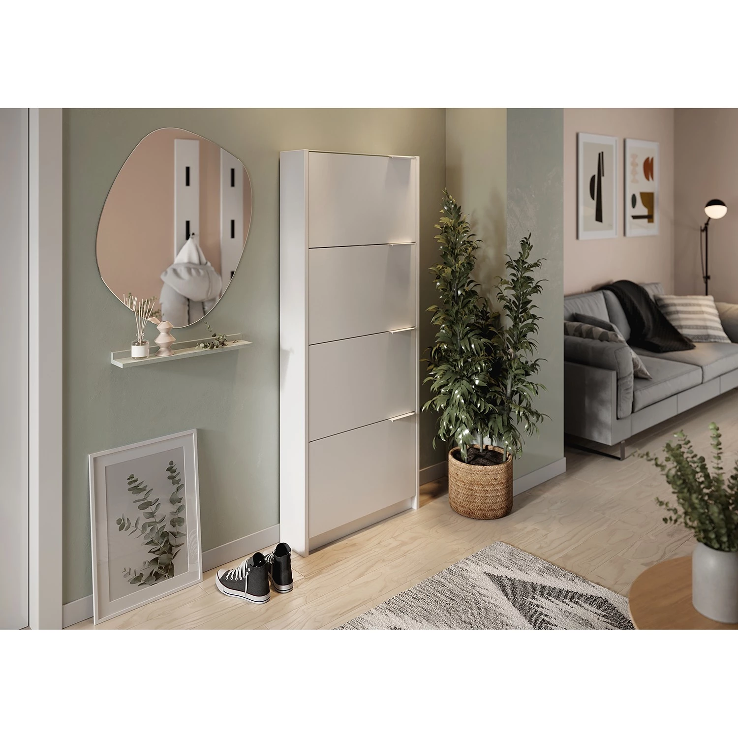 Germania Meuble à chaussures Valderas - Blanc - Hauteur : 175 cm 2 Germania Meuble à chaussures Valderas - Blanc - Hauteur : 175 cm – Image 2