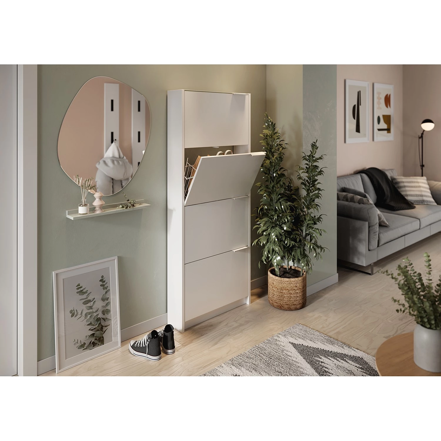 Germania Meuble à chaussures Valderas - Blanc - Hauteur : 175 cm 3 Germania Meuble à chaussures Valderas - Blanc - Hauteur : 175 cm – Image 3