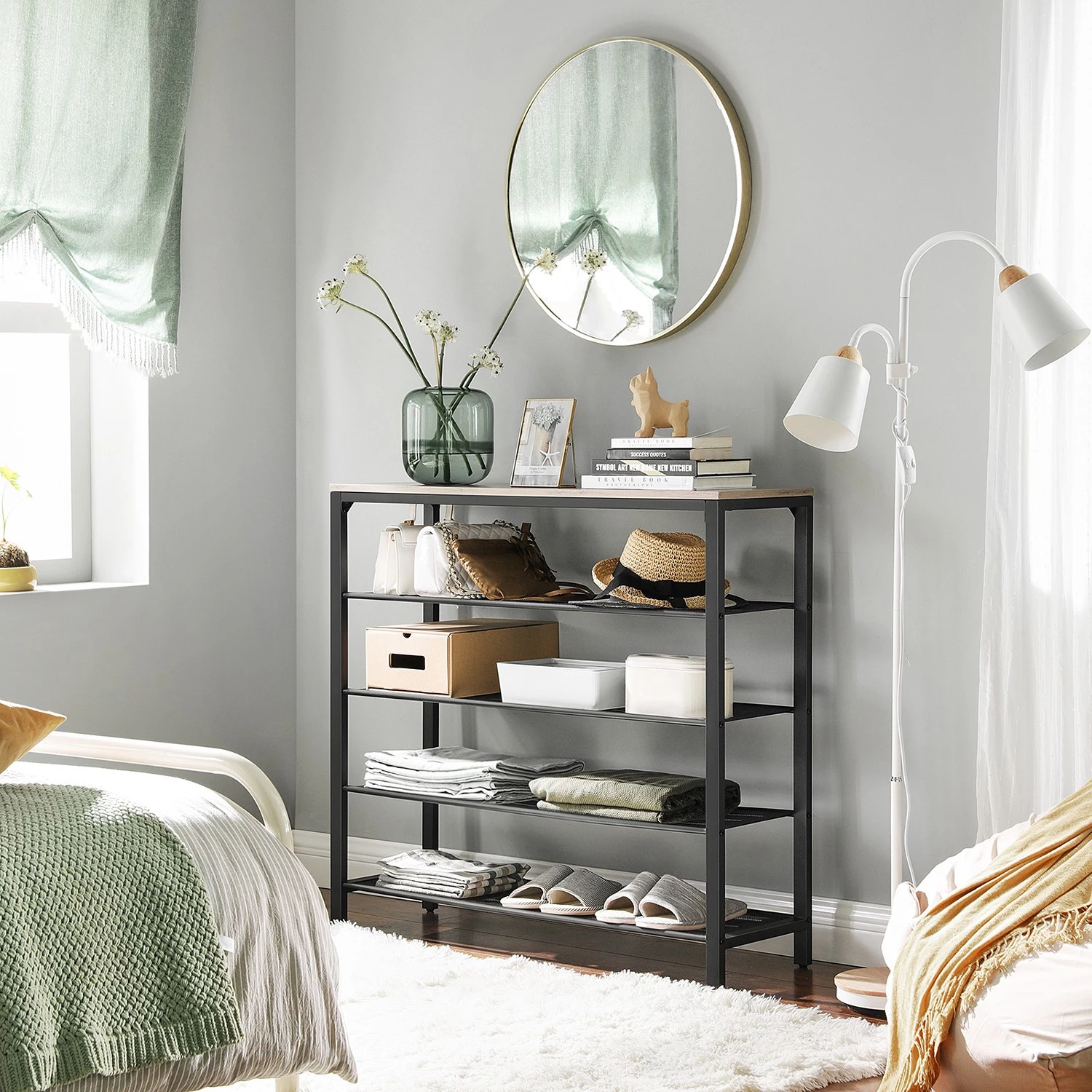 Red Living Étagère à chaussures Bettyhill II - Imitation pin gris / Noir 4 Red Living Étagère à chaussures Bettyhill II - Imitation pin gris / Noir – Image 4