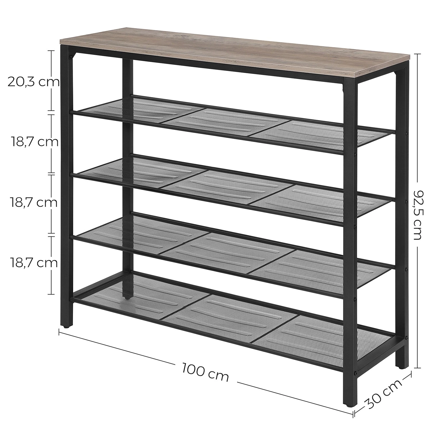Red Living Étagère à chaussures Bettyhill II - Imitation pin gris / Noir 9 Red Living Étagère à chaussures Bettyhill II - Imitation pin gris / Noir – Image 9