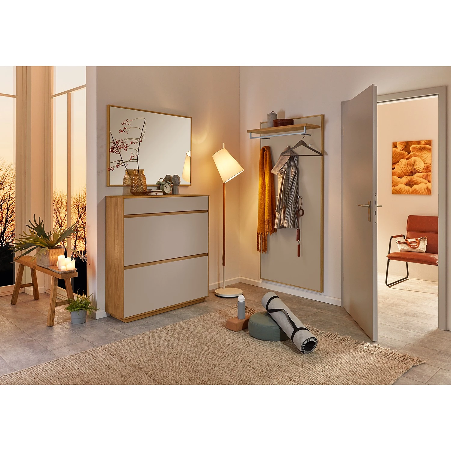 Voss Porte-manteau mural V100 II - Placage en bois véritable / Métal - Taupe - Largeur : 83 cm 2 Voss Porte-manteau mural V100 II - Placage en bois véritable / Métal - Taupe - Largeur : 83 cm – Image 2