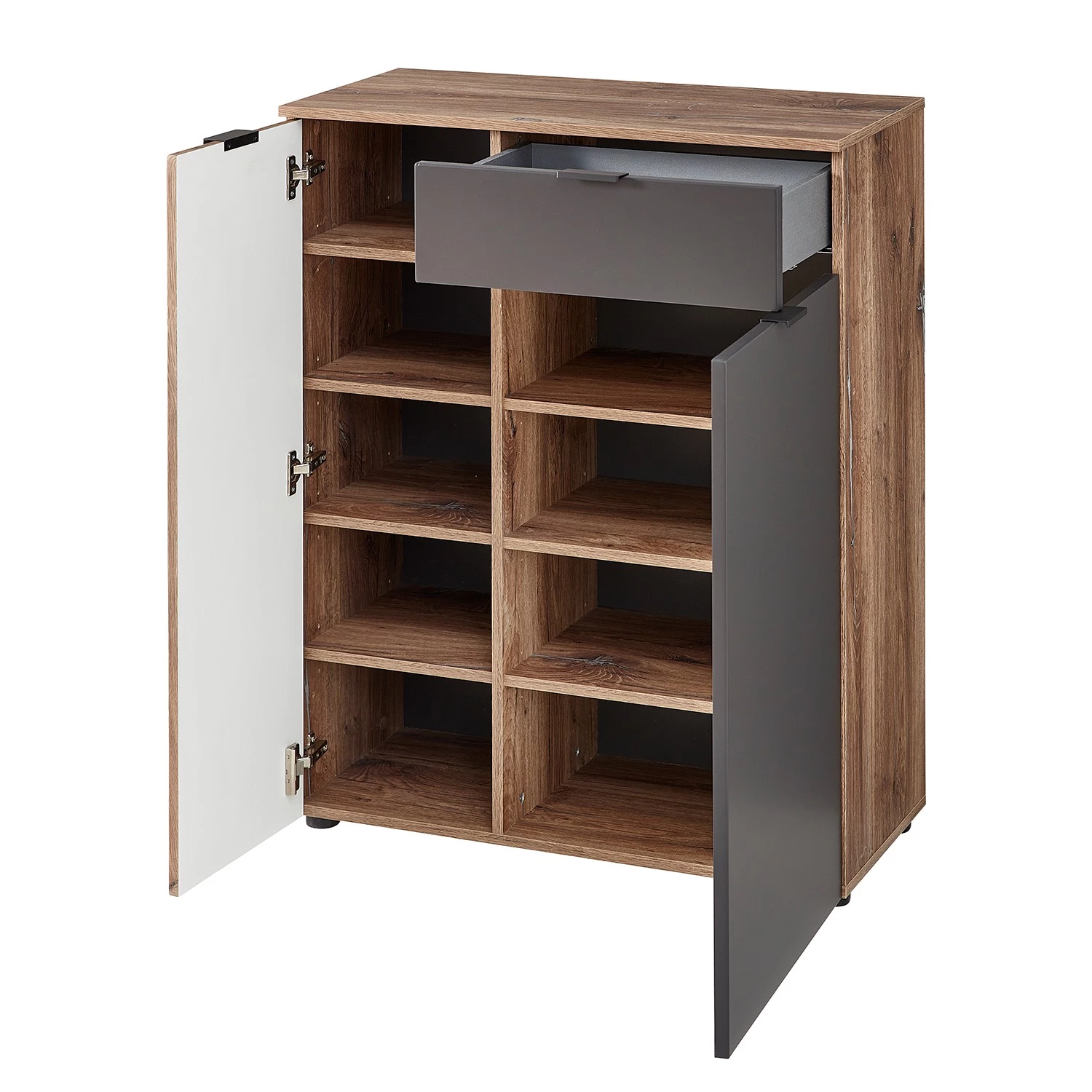 Loftscape Meubles à chaussures Rouze - Imitation chêne rustique argenté / Gris mat 5 Loftscape Meubles à chaussures Rouze - Imitation chêne rustique argenté / Gris mat – Image 5