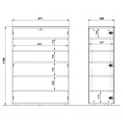 Germania Meuble à chaussures Genova - Verre - Gris argenté / Graphite -Vestiaires Soldes 1000363572 220705 500 SKETCH DETAILS P000000001000363572 sketch