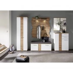 Maison Belfort Meuble à chaussures Nizao - Blanc / Imitation chêne artisan -Vestiaires Soldes 1000363581 220713 021 MOOD DETAILS P000000001000363581 mood